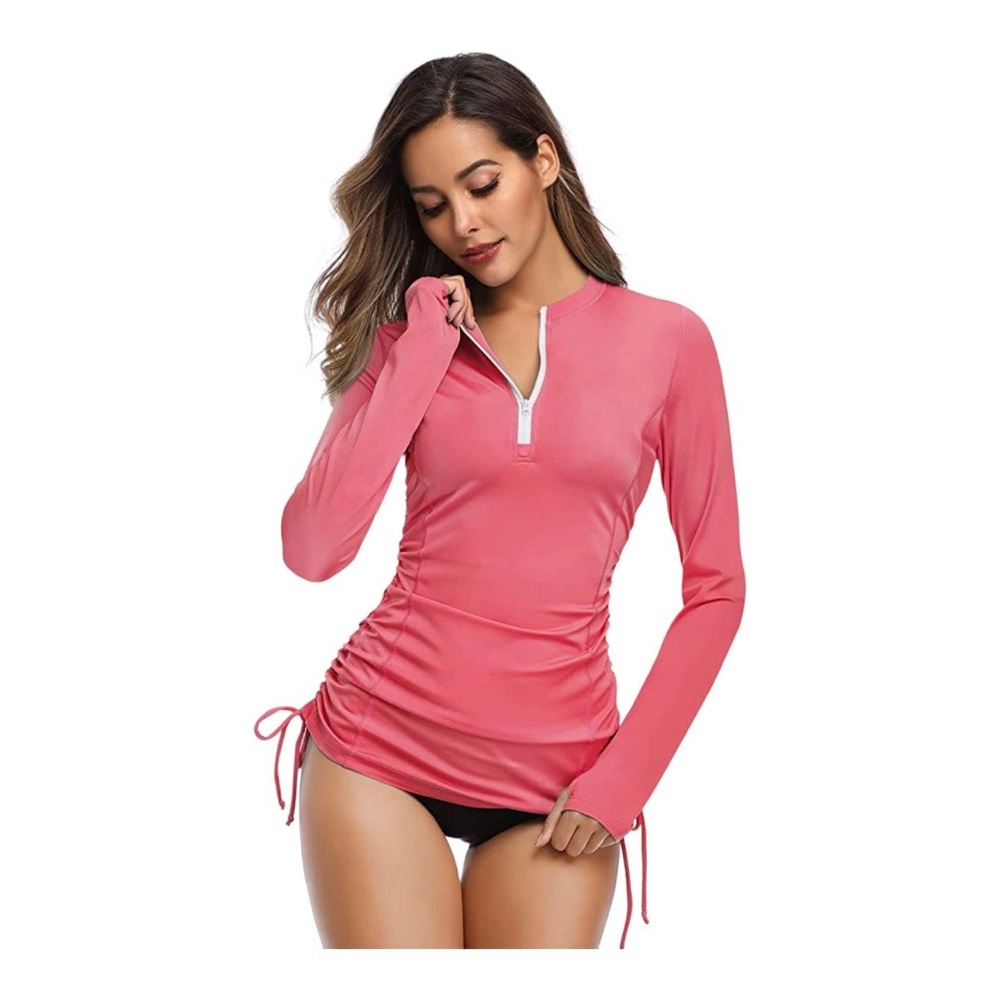 HISKYWIN Women's Long Sleeve UV Sun Protection Rash Guard Side Adjustable Size L